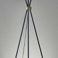 Black Metal Tripod Leg Floor Lamp with Antique Brass Accent