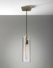 Clear Glass Cylinder Shade with Vintage Filament Bulb Antique Brass Metal Pendant