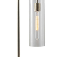 Sleek Clear Glass Cylinder Shade with Vintage Filament Bulb Antique Brass Metal Table Lamp