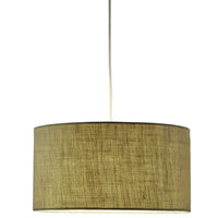 Burlap Fabric Light Brown Electric Drum Pendant Lamp