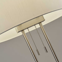 Dual Pole Floor Lamp in Brushed Steel Metal