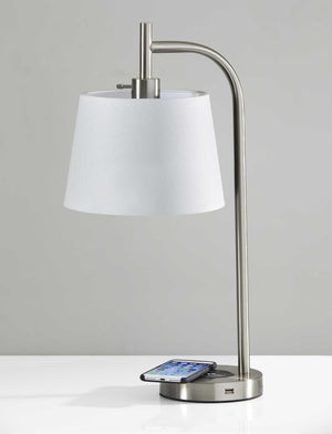 Enhanced Tech Steel Metal Charging Table Lamp