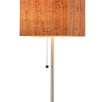 Eco Friendly Cork Square Shade with Walnut Finish Wood Base Table Lamp