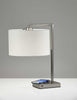 Enhanced Tech Charging Brushed Steel Metal Table Lamp