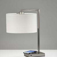 Enhanced Tech Charging Brushed Steel Metal Table Lamp