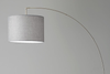 Reading Nook Floor Lamp Brushed Steel Arc Arm Adjustable Grey Fabric Shade