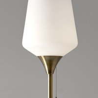 Brass Metal Floor Lamp with White Opal Wine Glass Shade