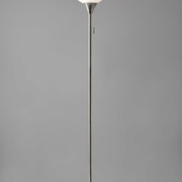 Brushed Steel Floor Lamp With White Opal Wine Glass Shade