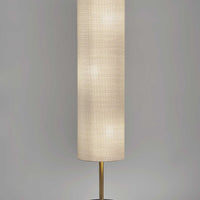 59" Brass And Wood Textured Cylinder Beige Floor Lamp
