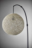 Floor Lamp with Bronze Metal Arc and Groovy Rattan String Ball Shade