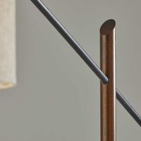 Sculptural Wood Floor Lamp with Adjustable Black Metal Arm