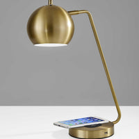 Retro Antiqued Brass Wireless Charging Station Desk Lamp