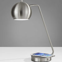 Retro Brushed Steel Wireless Charging Station Desk Lamp