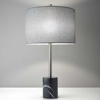 Barbell Brushed Steel Black Marble Table Lamp