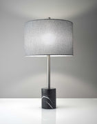 Barbell Brushed Steel Black Marble Table Lamp