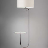 Looped Chrome Floor Lamp with Glass Cocktail Tabletop