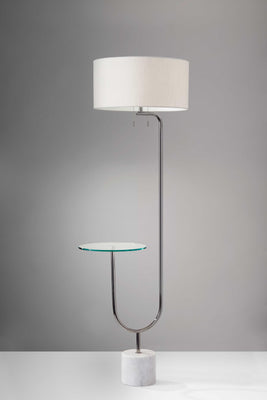 Looped Chrome Floor Lamp with Glass Cocktail Tabletop