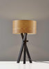 Architectonic Black Wood Tripod Table Lamp