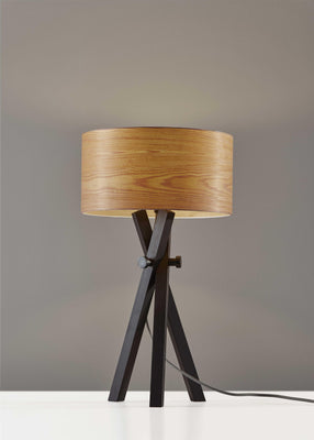 Architectonic Black Wood Tripod Table Lamp