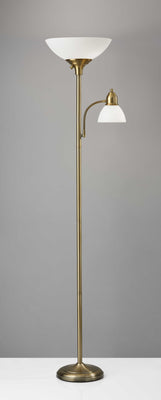 Overlook Brass Metal Torchiere Plus Task Light Floor Lamp