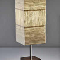 ZigZag Tan Paper Shade Table Lamp with Walnut Wood Base