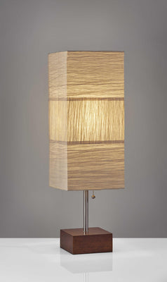 ZigZag Tan Paper Shade Table Lamp with Walnut Wood Base