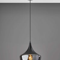 Gnome Smoked Glass Black Metal Pendant Lamp