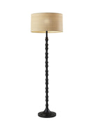 Black Natural Boho Floor Lamp With Turned Base