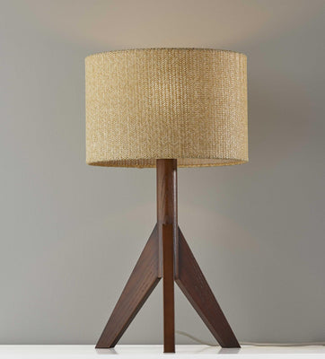 Natural Chunky Tripod Walnut Wood Table Lamp