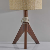 Natural Chunky Tripod Walnut Wood Table Lamp