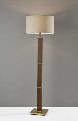 Walnut Wood Finish Pillar Floor Lamp