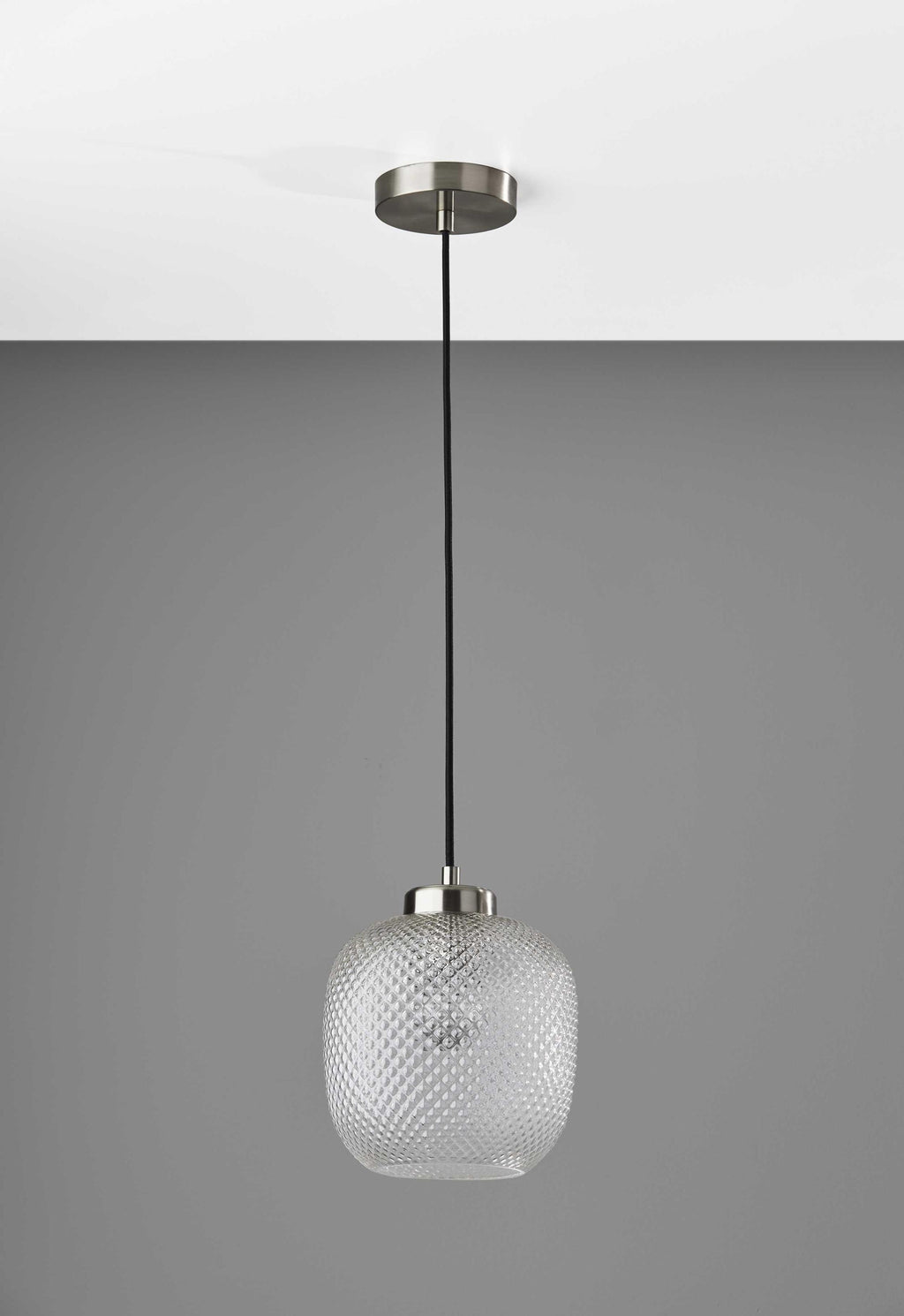 Dotty Glass Brushed Steel Metal Pendant