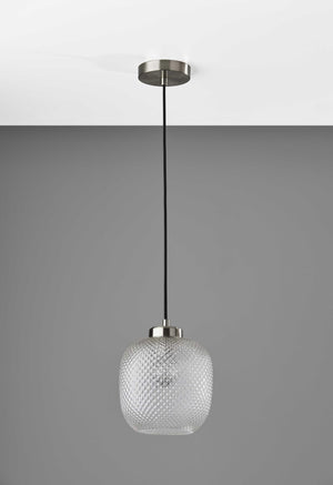 Dotty Glass Brushed Steel Metal Pendant