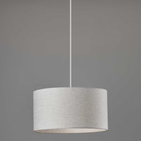 White Fabric Sleek Drum Pendant Lamp