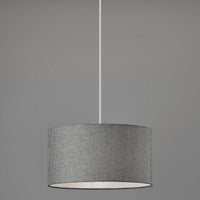 Heather Grey Fabric Shade Electric Drum Pendant