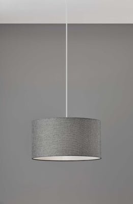 Heather Grey Fabric Shade Electric Drum Pendant