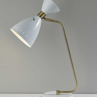 Brass Cinch White Metal Desk Lamp