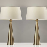 Set of 2 Contemporary Tapered Brass Metal Table Lamps