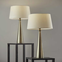 Set of 2 Contemporary Tapered Brass Metal Table Lamps