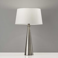 Set of 2 Contemporary Tapered Brushed Steel Metal Table Lamps