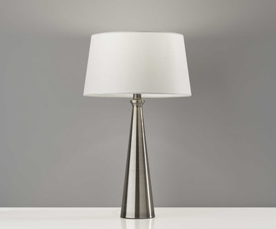 Set of 2 Contemporary Tapered Brushed Steel Metal Table Lamps