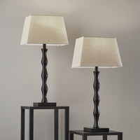 Set of 2 Black Metal Sculptural Table Lamps