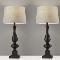 Set of 2 Black Sculpted Statuesque Table Lamps