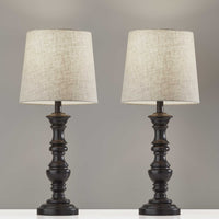 Set of 2 Sculpted Traditional Black Table Lamps