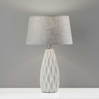 Set of 2 White Ceramic Geometric Base Table Lamp