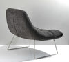 40" X 33" X 33" Dark Grey Soft Textured Fabric and Brushed Steel Chair