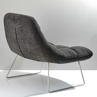 40" X 33" X 33" Dark Grey Soft Textured Fabric and Brushed Steel Chair