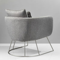29" X 27.5" X 32.5" Light Grey Soft Textured Fabric and Brushed Steel Chair