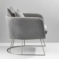 29" X 27.5" X 32.5" Light Grey Soft Textured Fabric and Brushed Steel Chair