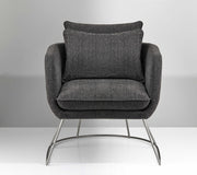 29" X 27.5" X 32.5" Dark Grey Soft Textured Fabric and Brushed Steel Chair